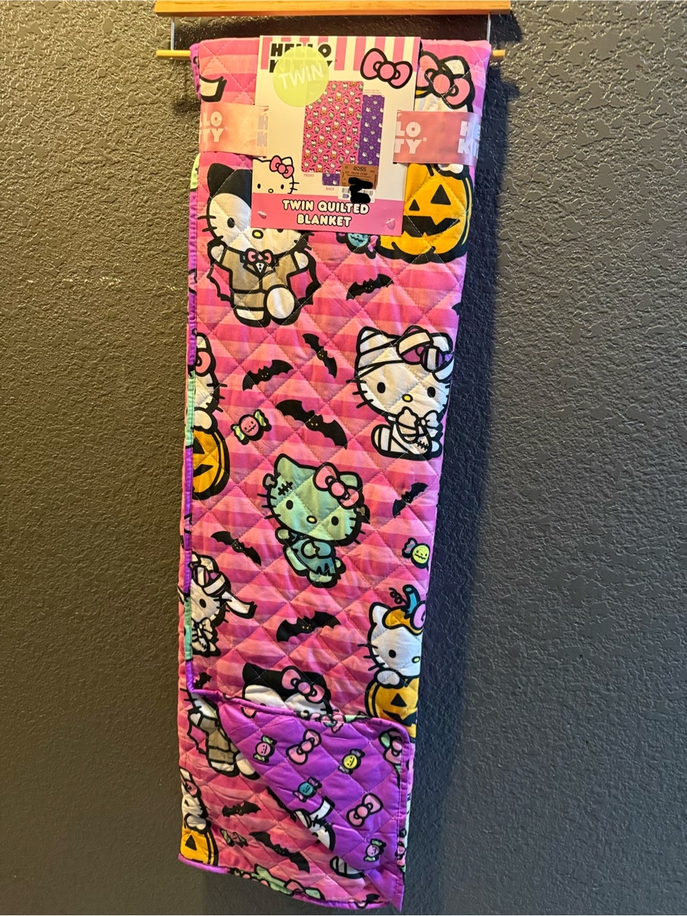 Hello Kitty Pink Halloween Quilted Twin Blanket